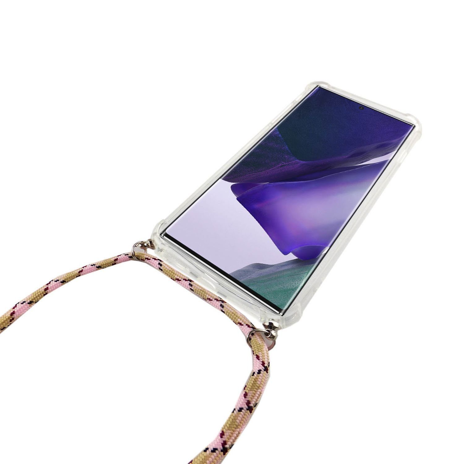 König Design Handyhülle Samsung Galaxy Note 20 Ultra, Samsung Galaxy Note 20 Ultra Handykette Handyhülle Umhängetasche Transparent