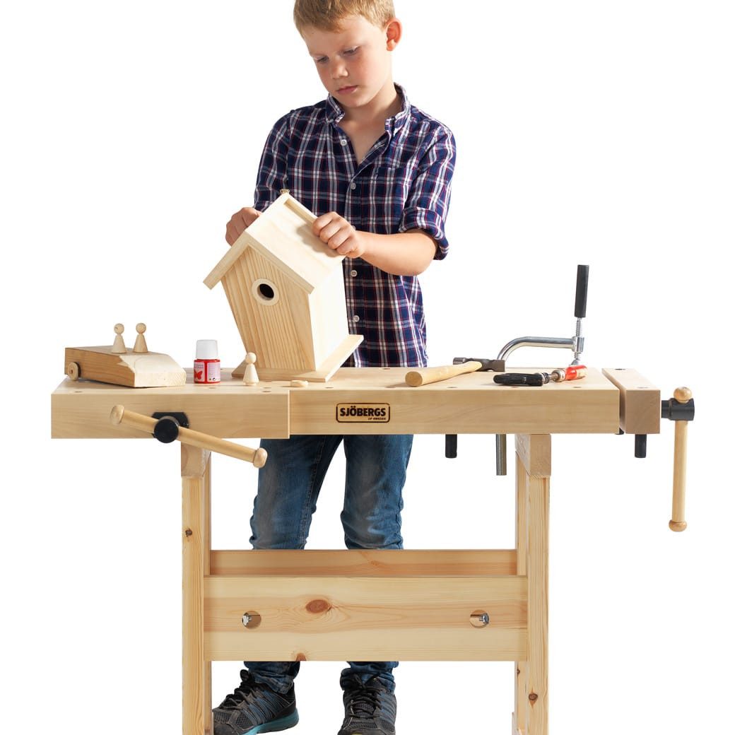 Sjöbergs Werkbank SJÖBERGS Junior Werkbank mit Unterschrank aus Buche für Kinder