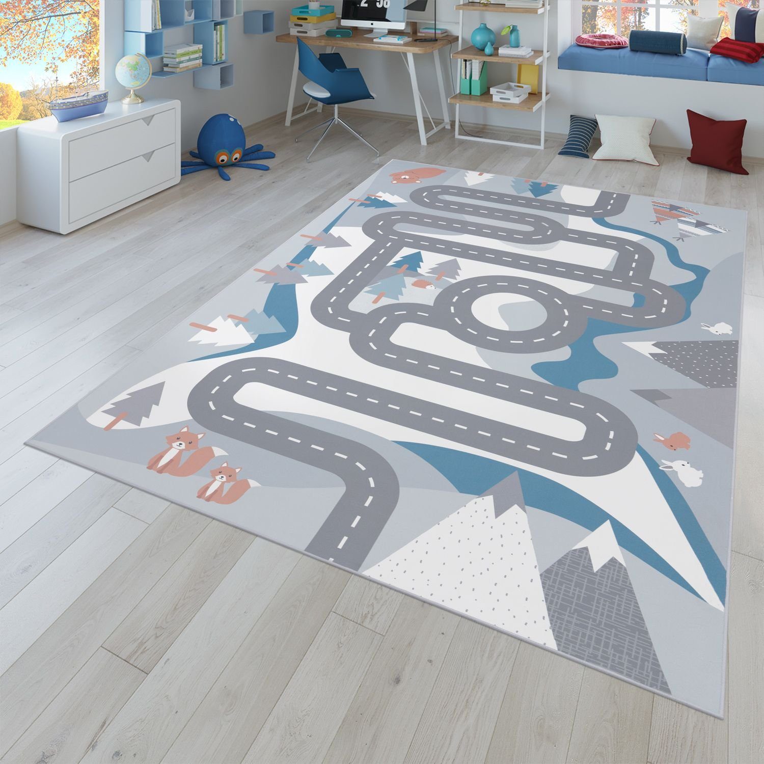 Kinderteppich Kinderteppich Spielteppich Für Kinderzimmer Straßen-Motiv, TT Home, Läufer, Höhe: 4 mm