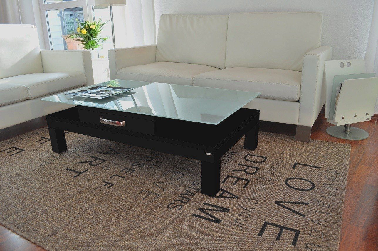 carl svensson Couchtisch Design Tisch V-470H Schwarz Milchglas Carl Svensson
