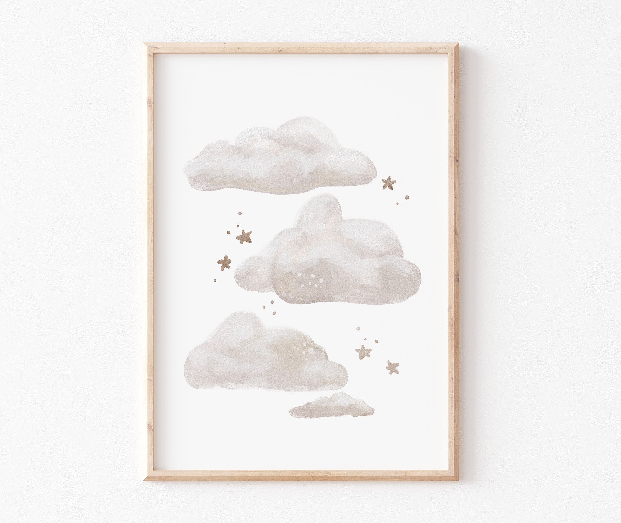 Pipapier Poster 3er Posterset "Heißluftballon Bär Fuchs, Wolken, Sterne sammeln", Bilderset, Ballon, Sterne, Kinderbilder A4 A3