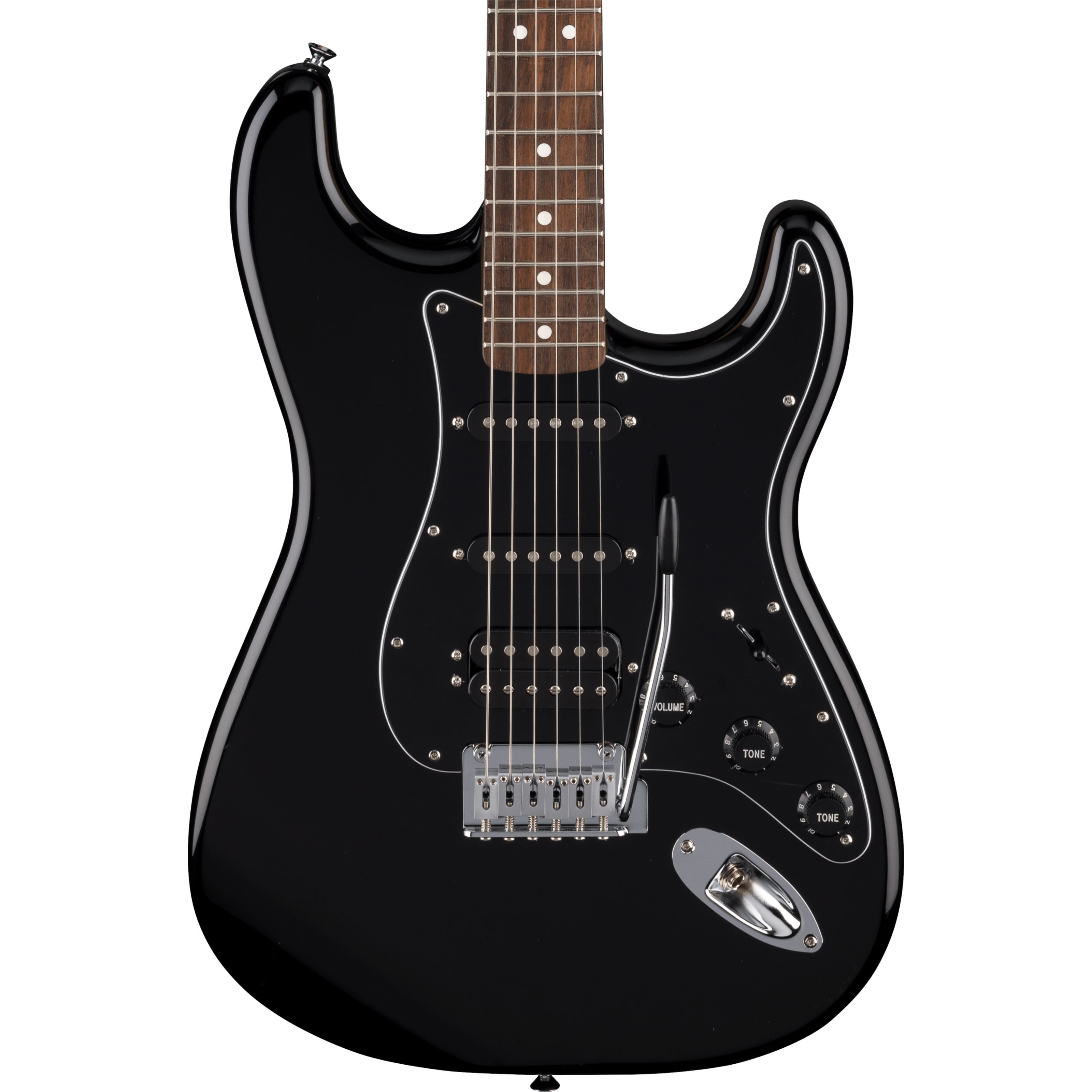 Fender E-Gitarre, E-Gitarren, ST-Modelle, Standard Strat HSS LRL Black - E-Gitarre