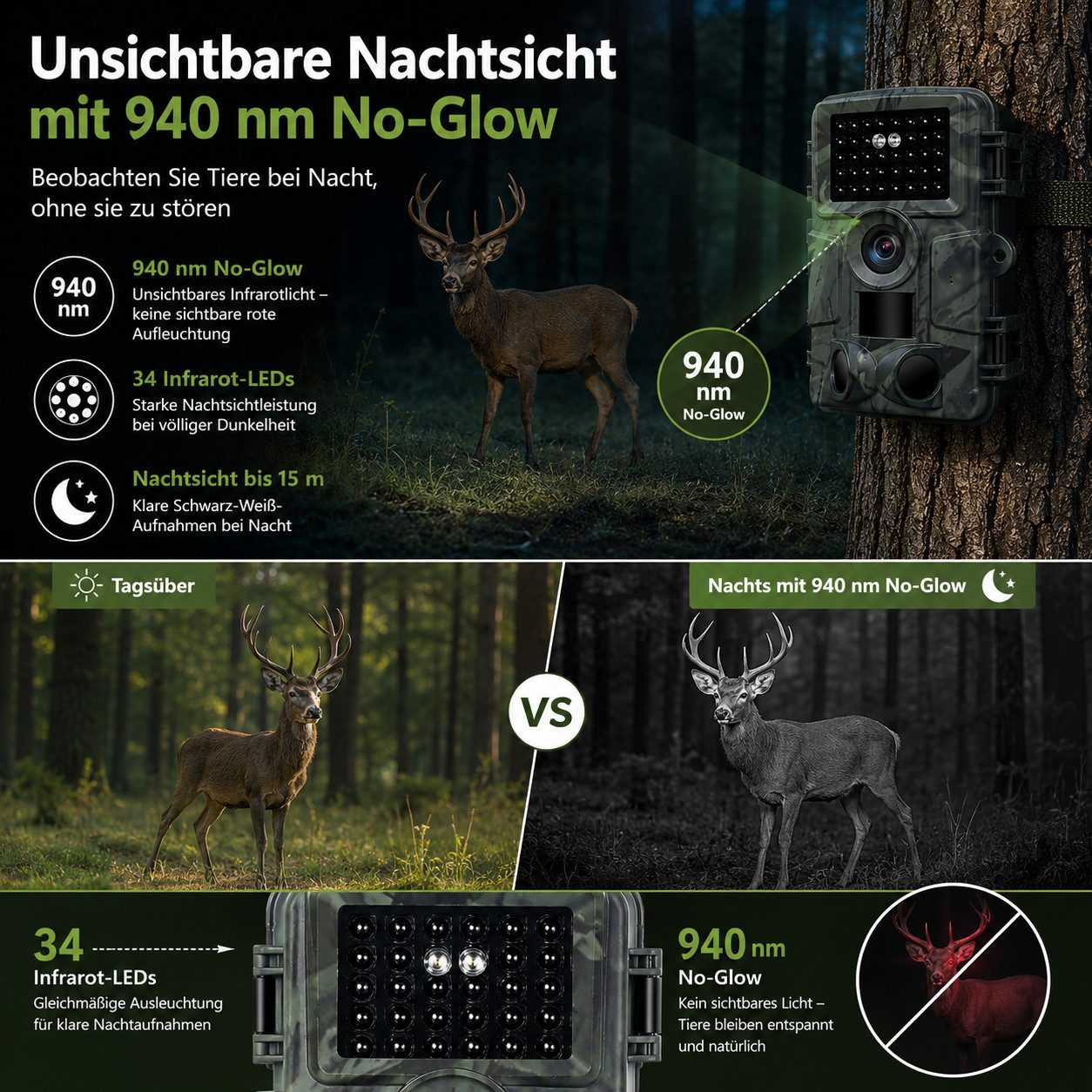 Lisabonde Wildkamera 4K 60MP WiFi, App-Steuerung, IP66 wasserdicht, 0,2s Auslöser & 64GB SD (Außenbereich, Packung, Inklusive 64GB microSD-Karte, WiFi & App-Ste – Bild 5 von 5