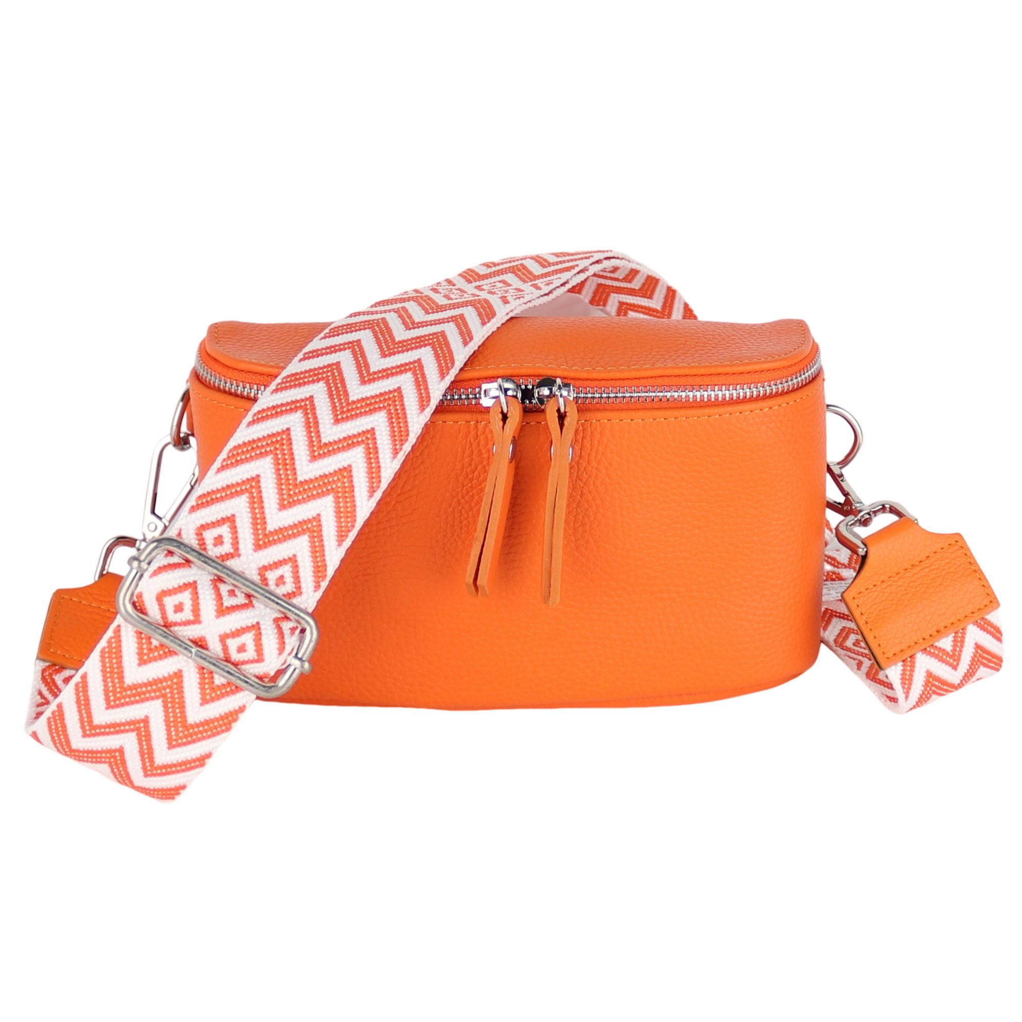 MIRROSI Bauchtasche Damen, Echtleder, Made in Italy, Umhängetasche, Brusttasche, (23x13x7cm); Schultertasche für jeden Anlass (1 Tasche & 2 Gurte), Crossbody Bag, gemusterten & verstellbaren Schulterriemen