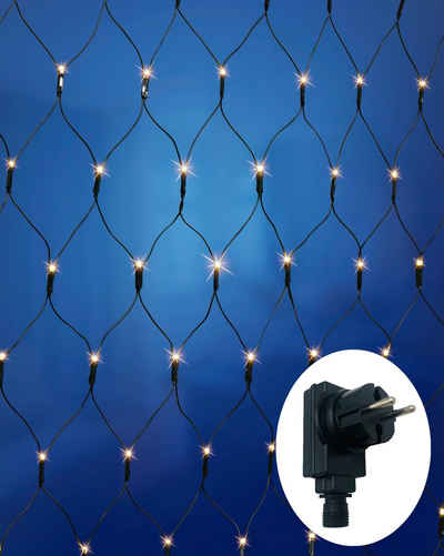 IC Winterworld LED-Lichternetz 110er LED Netz, ca. 80 x 80 cm, strombetrieben, 8 Leuchtfunktionen, Innen- u. geschützten Außenbereich, warmweiß