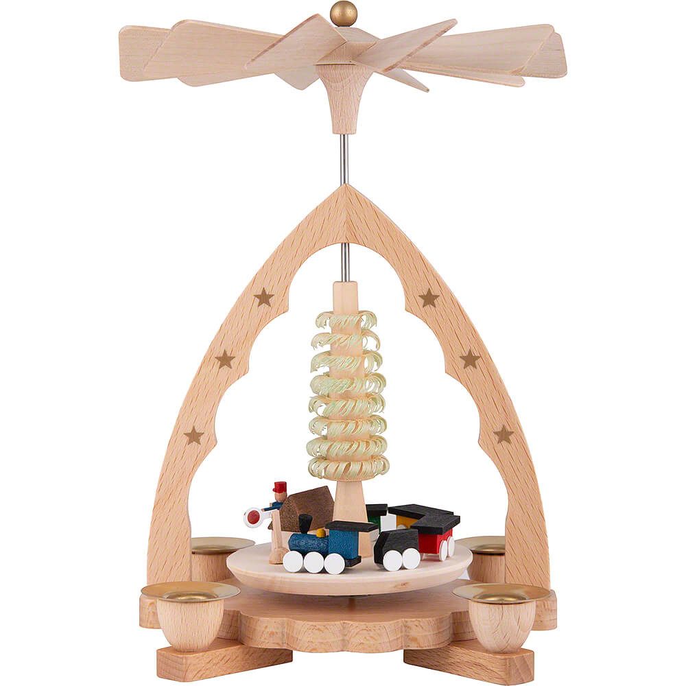 Erzgebirgische Volkskunst Richard Glässer GmbH Weihnachtspyramide 1-stöckige Pyramide Eisenbahn (19cm) von Richard Glässer