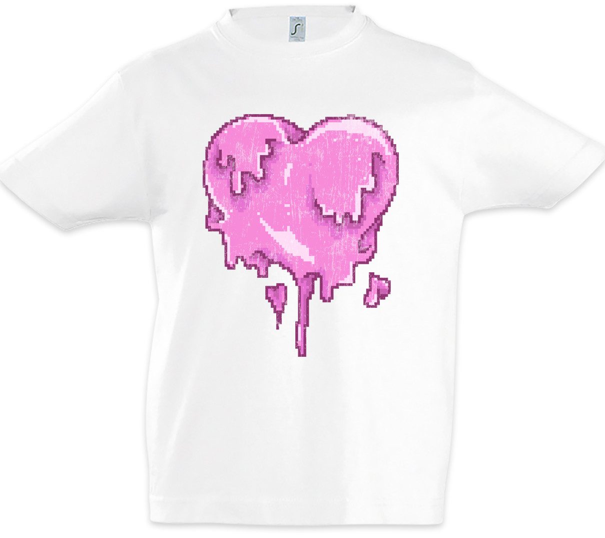 Print-Shirt Pixel Melting Heart Kinder T-Shirt Pixel Herz Love Liebe Gamer Gaming
