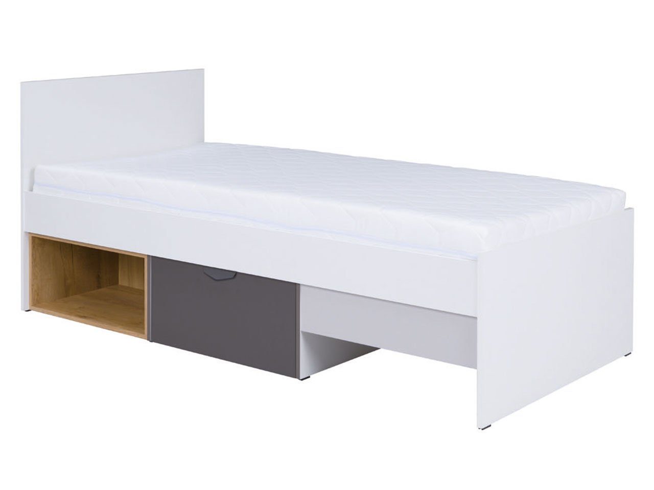 MIRJAN24 Jugendbett Joker 15 L / P (mit Bettkasten), Lattenrost aus Sperrholz