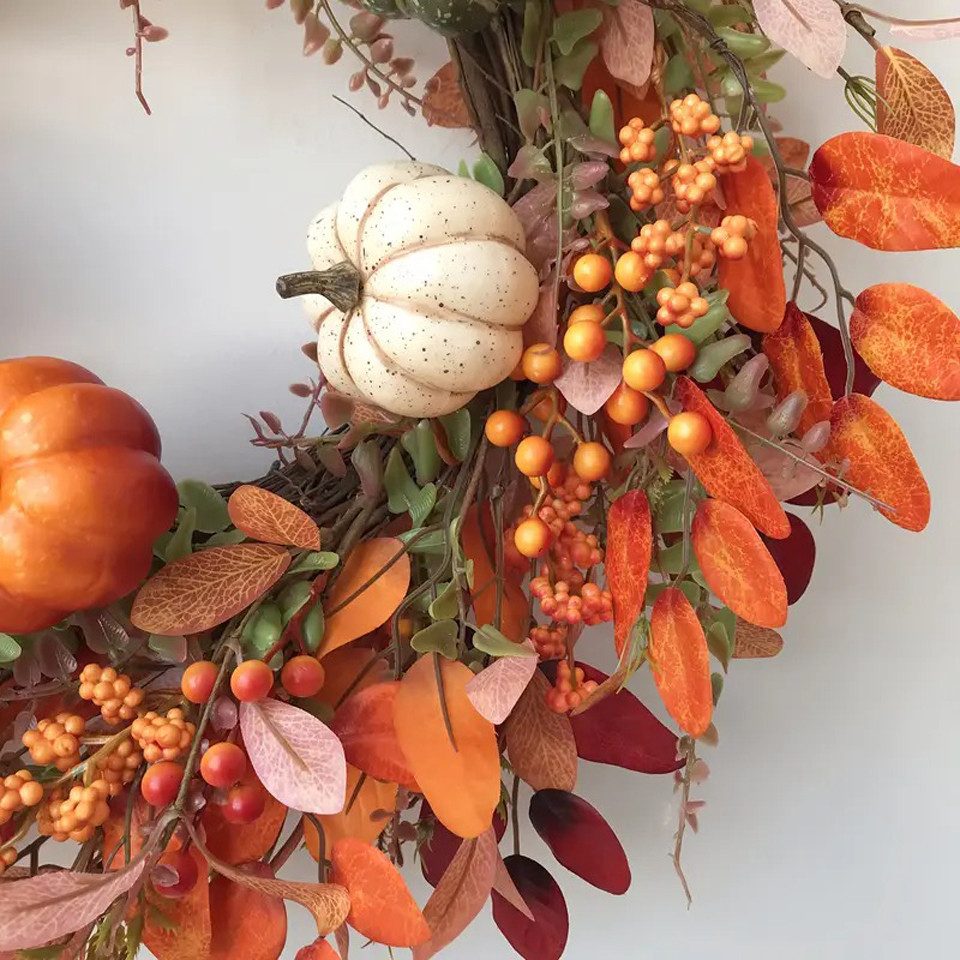 Kunstkranz 45/55 cm Herbstkranz, Herbstfarben Kürbis günstig online kaufen