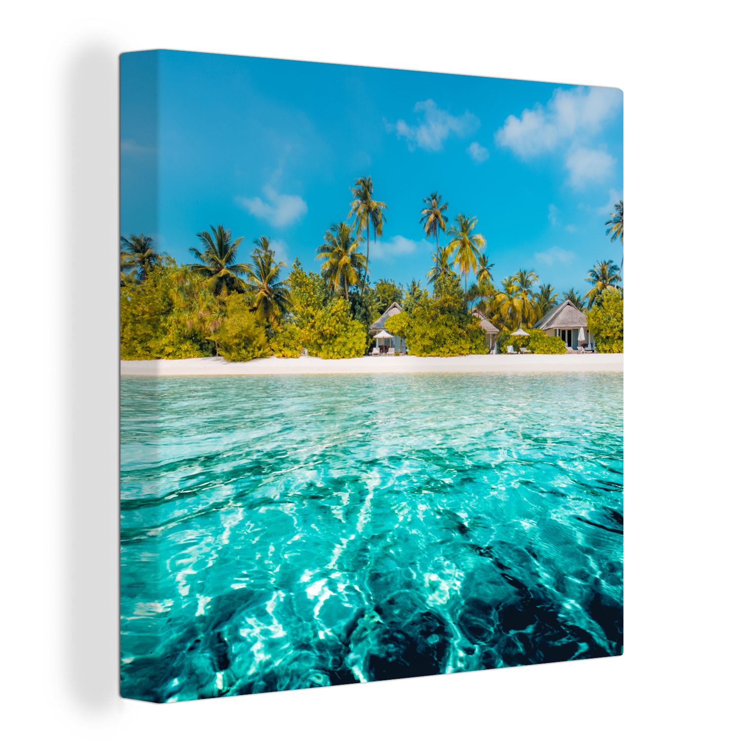 OneMillionCanvasses® Leinwandbild Strand - Palmen - Meer, (1 St), Leinwand Bilder für Wohnzimmer Schlafzimmer | Leinwandbilder