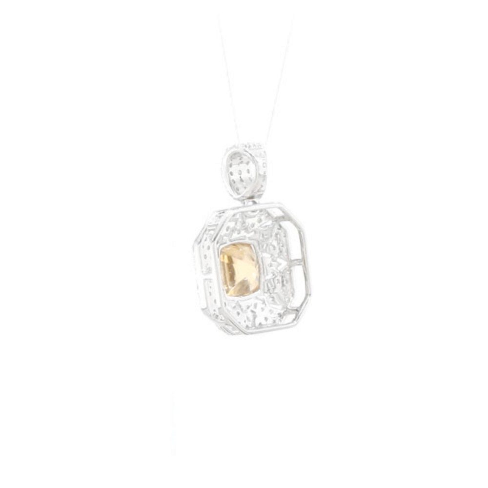 Cavill Kettenanhänger Gelber Zirkon 2,14 ct Anhänger 925 Silber platin, Damen Echtschmuck (1-tlg)