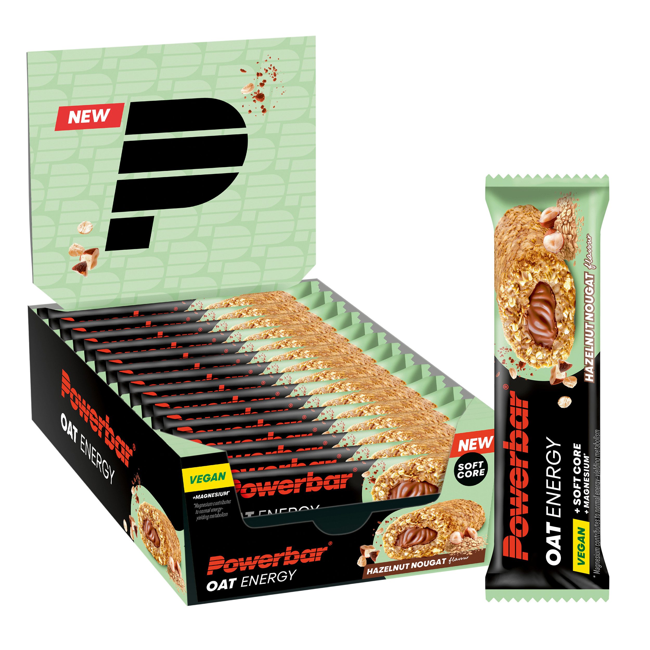 PowerBar Riegel Oat Energy Hazelnut Nougat 15x50g veganer Haferriegel, 15 x, hoher Ballaststoffgehalt - Magnesium