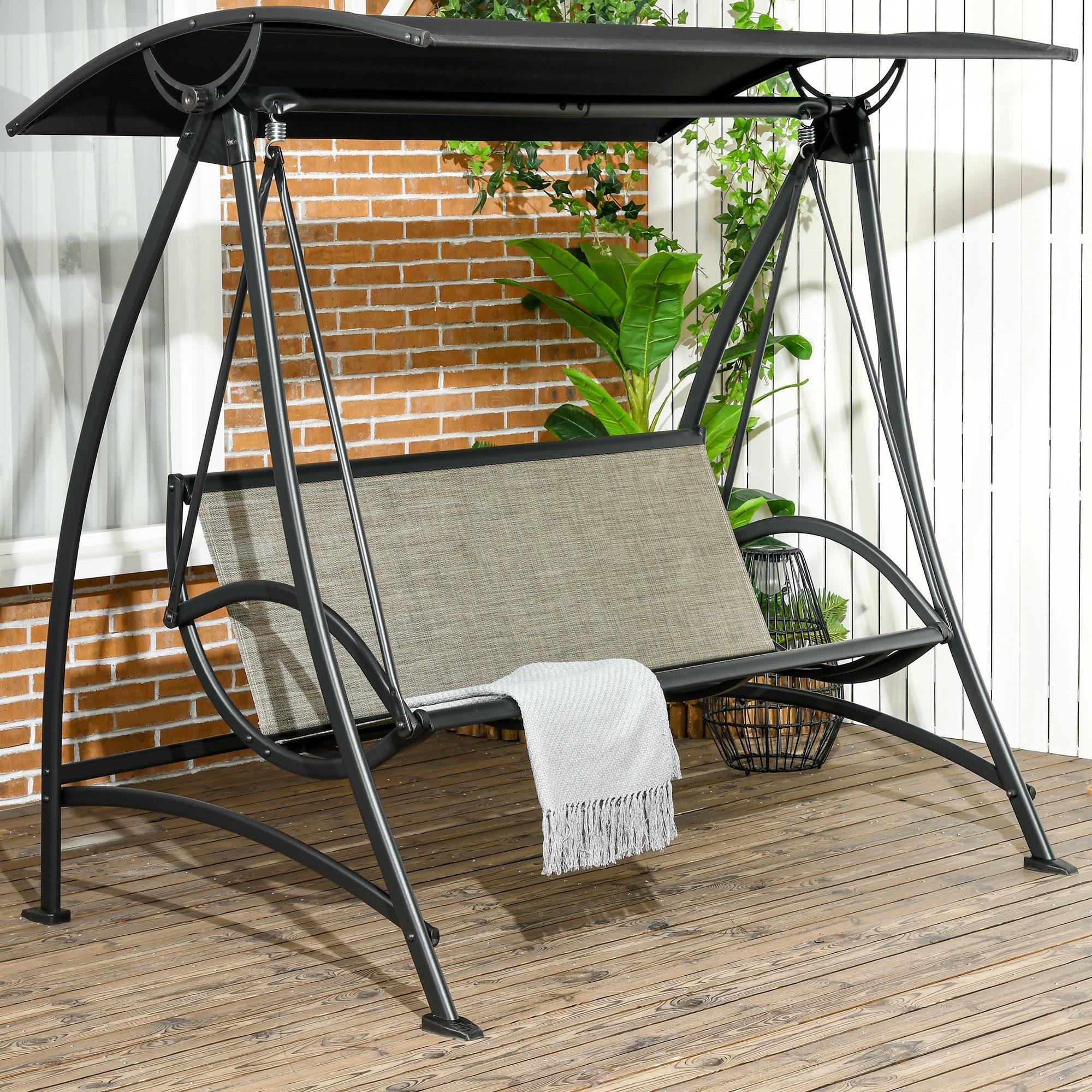 Outsunny Hollywoodschaukel Gartenschaukel mit verstellbarem Sonnendach, günstig online kaufen