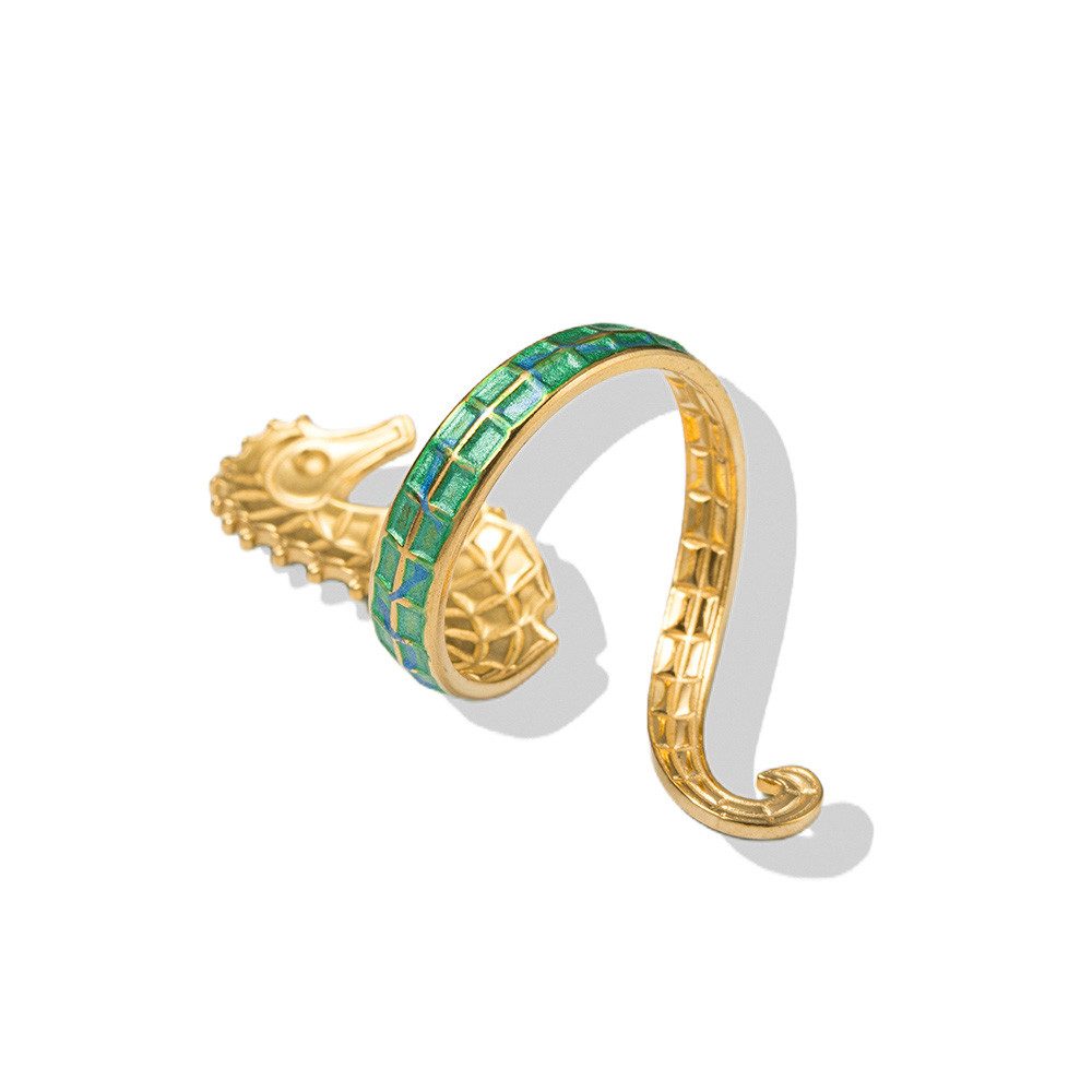 Firetti Fingerring Schmuck Geschenk Edelstahl Emaille Damenring Seepferd, Made in Germany - Schmuckelement, Schmuckelemente, Emaille