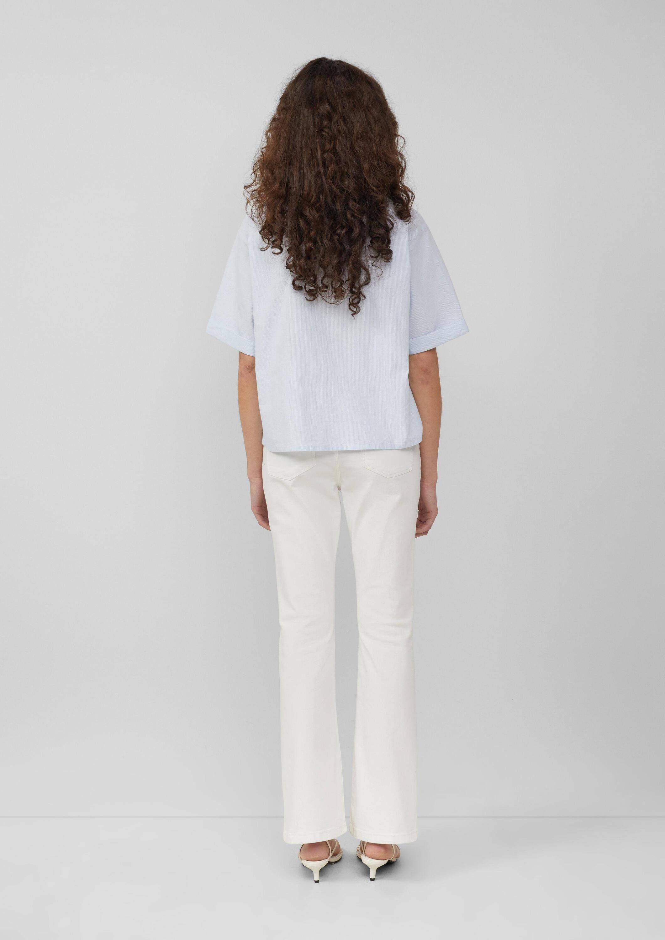 QS Kurzarmbluse Bluse Baumwoll-Bluse mit feinen Streifen, QS x Debi Flügge