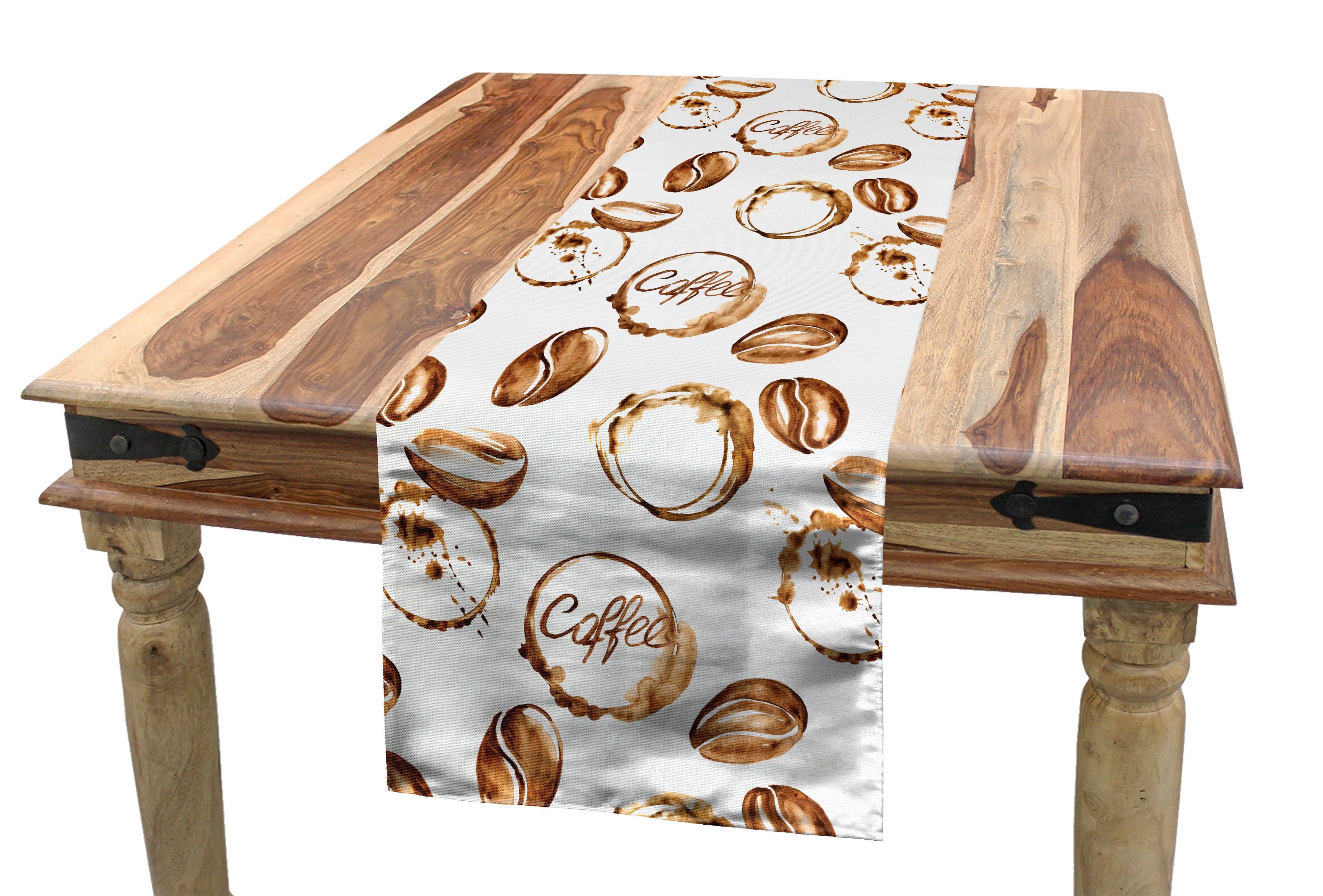 Tischläufer Tischläufer, Rechteckiger Aquarell Esszimmer Küche Abakuhaus Kaffee Stains Dekorativer Java
