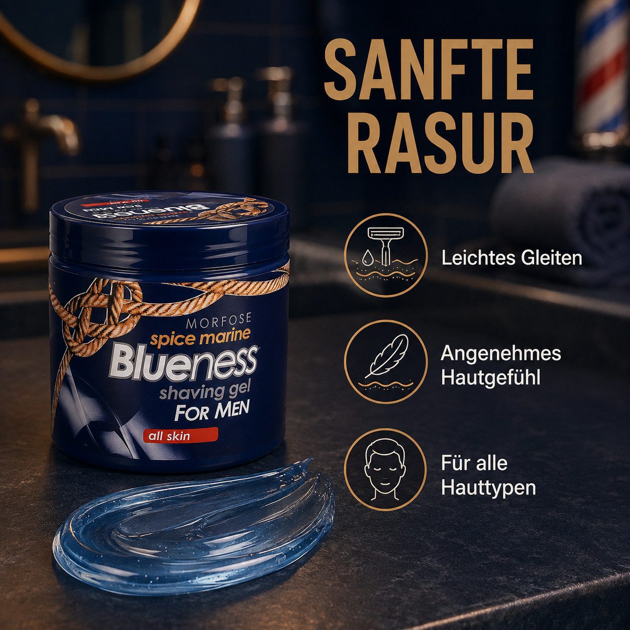 Morfose Rasiergel Morfose Blueness Spice Marine Rasiergel für alle Hauttypen 500 ml