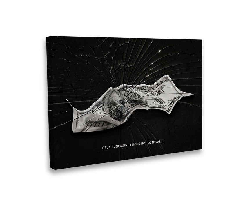 Hustling Sharks Leinwandbild Motivationsbild für Erfolg als XXL Leinwandbild "Crumpled Money", in 7 unterschiedlichen Größen verfügbar