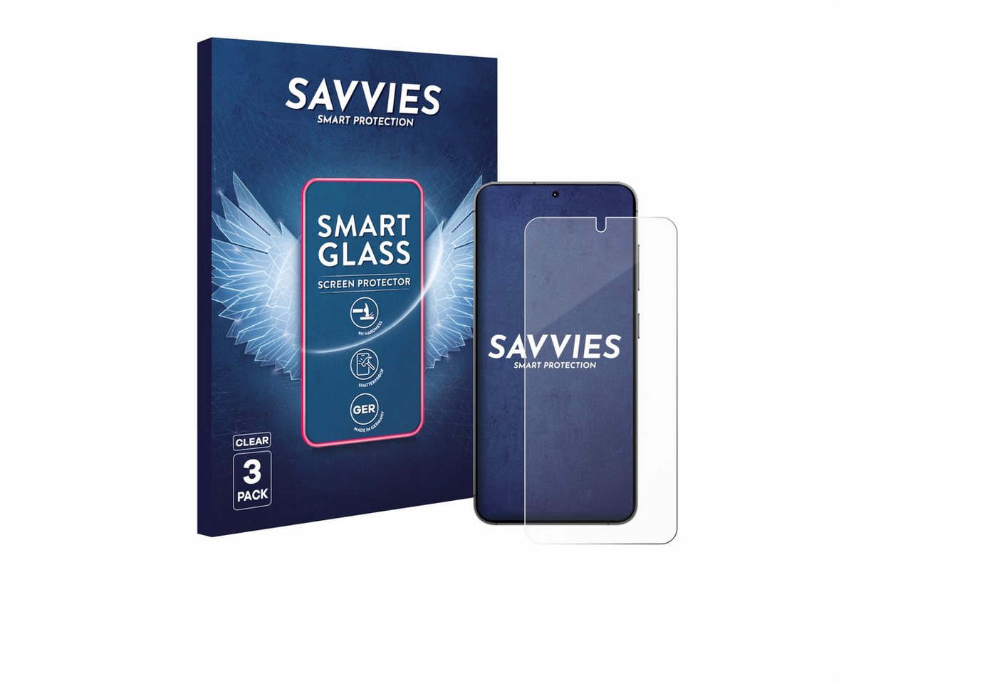 Savvies Displayschutzglas Schutzglas Panzer für Samsung Galaxy S24, 3 Stück, Schutzfolie Display Schutz Glas Folie klar