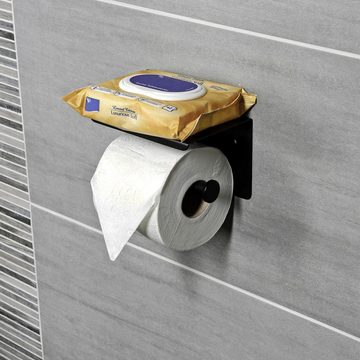 CORNAT Toilettenpapierhalter, mit 2 verschiedene Befestigungsoptionen und Smartphone-Ablage