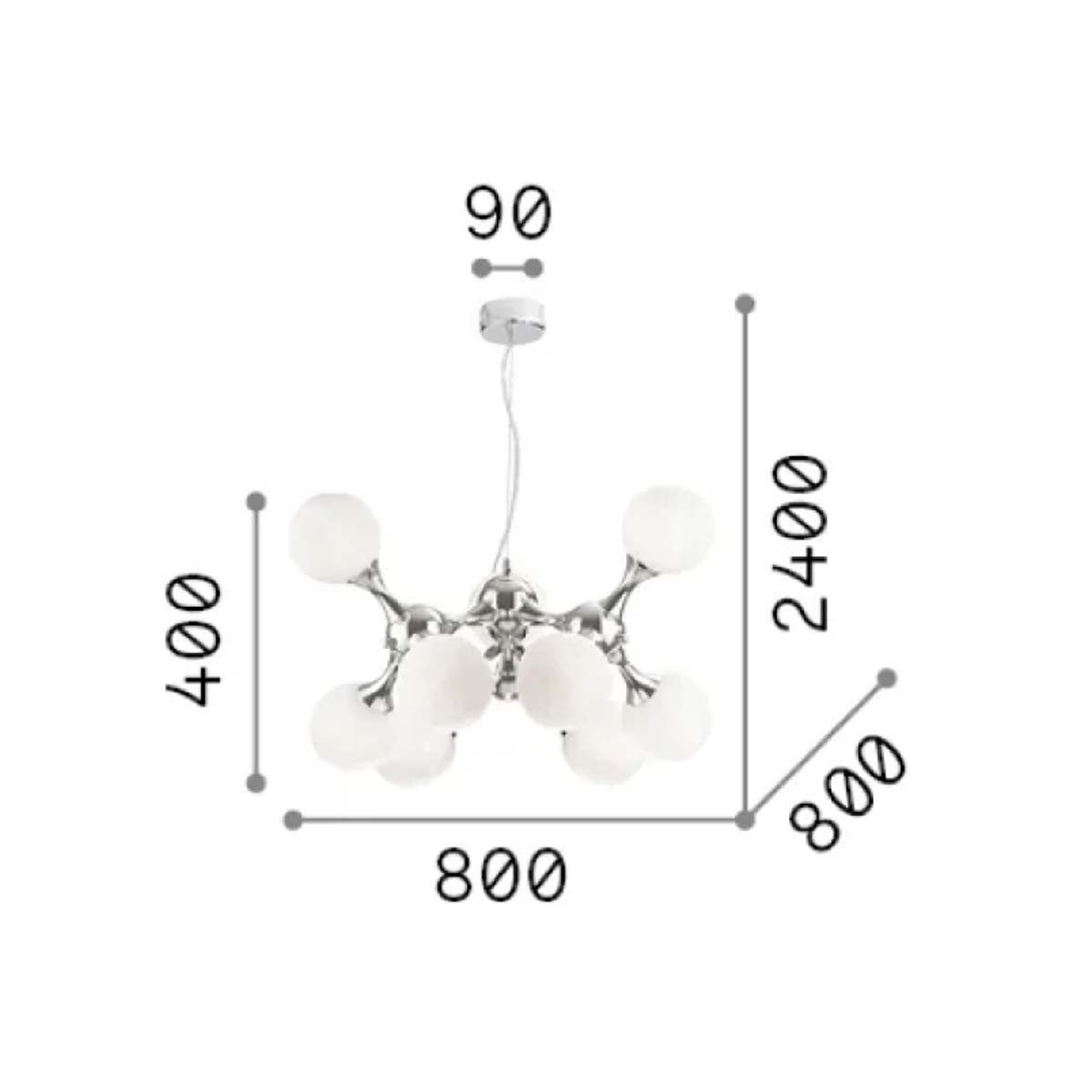 Ideal Lux Hängeleuchten Nodi SP9 Pendelleuchte, LED wechselbar, Hängeleuchte