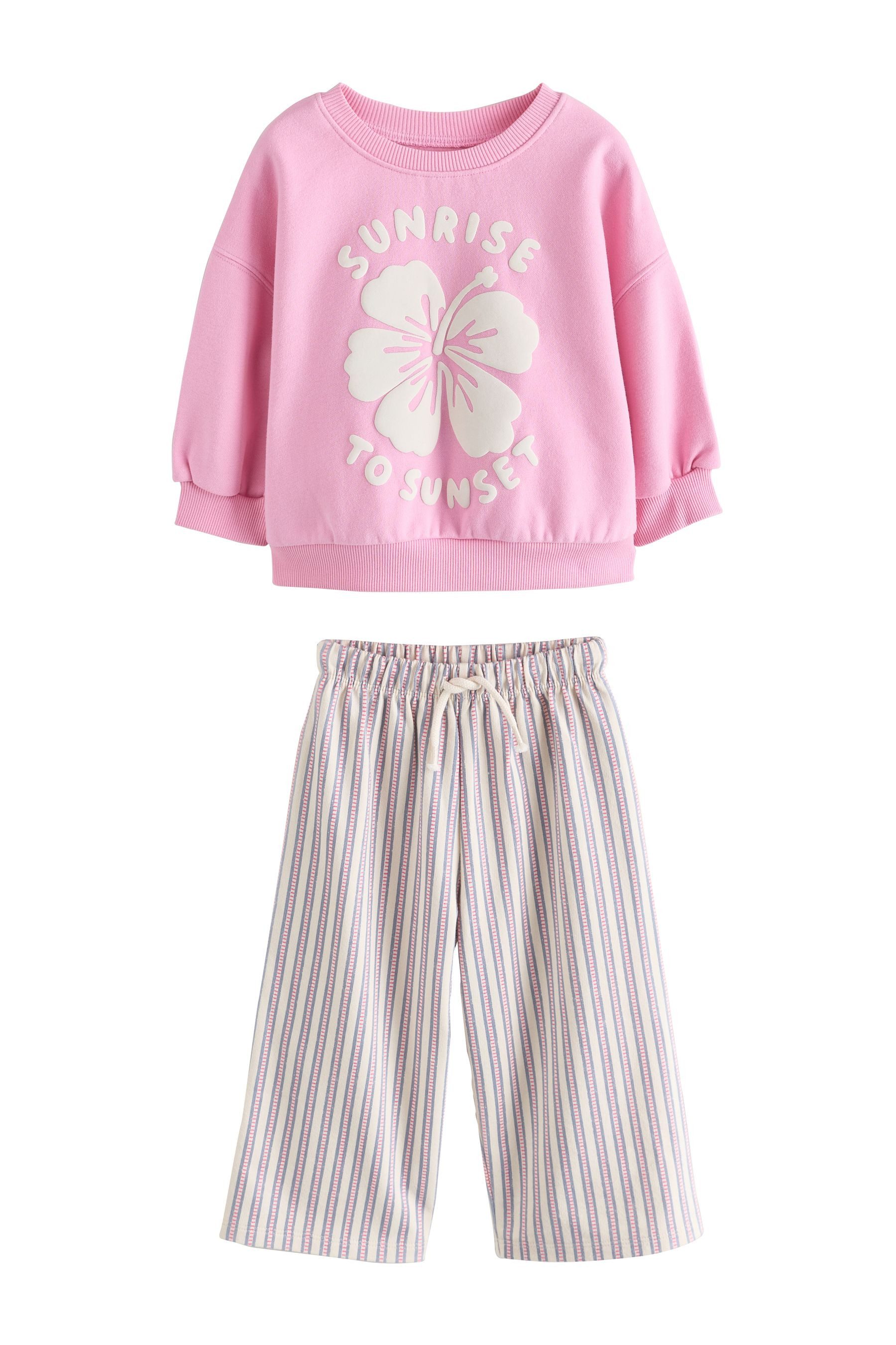 Next Sweatanzug Sweatshirt und weite Jogginghose 100 % Baumwolle (2-tlg)