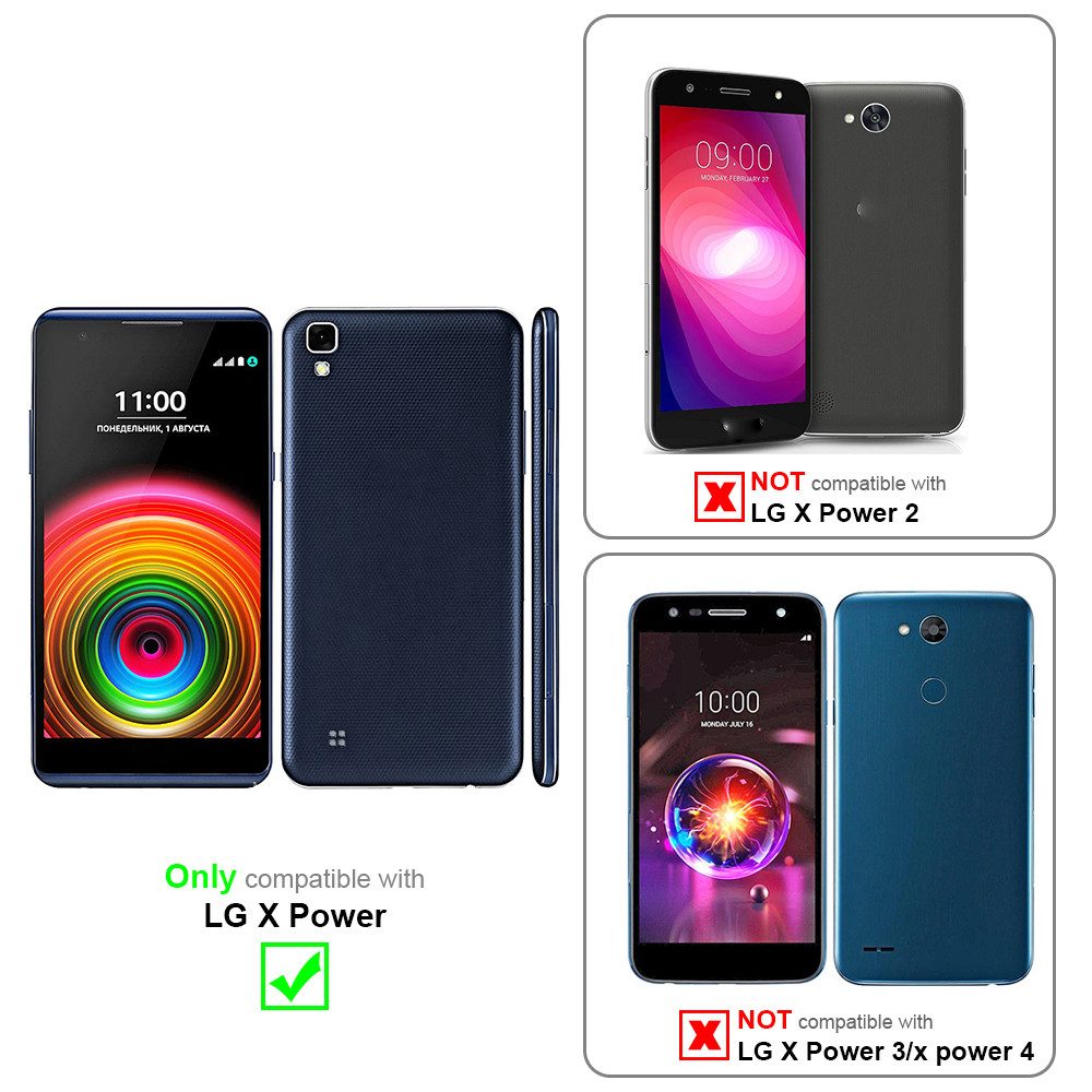 Cadorabo Handyhülle für LG X POWER Hülle LG X POWER, Schutzhülle Hülle mit Standfunktion, Magnetverschluss und Kartenfach
