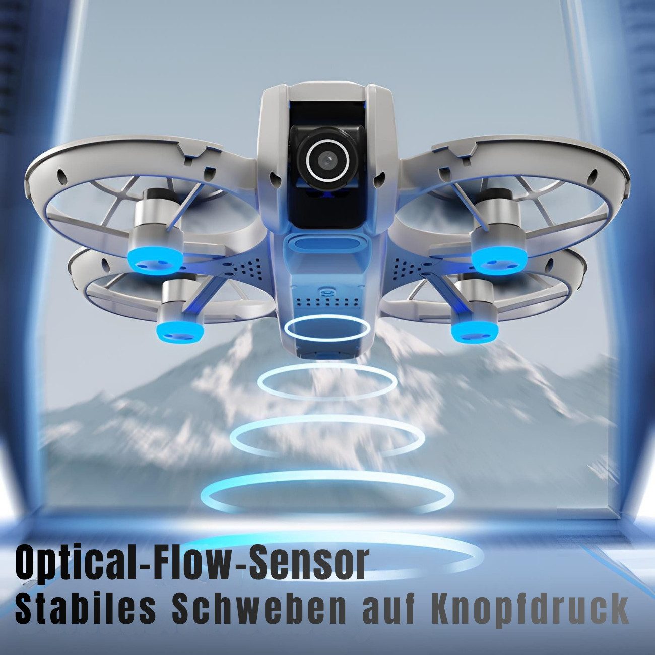 Goldstern-Tech RC-Quadrocopter (Mini Drohne mit Kamera 1080p Full HD, WiFi FPV, 5,6 Zoll Display Fernsteuerung), Optical Flow, Auto Return, 2 Akkus, bis 100 m Reichweite