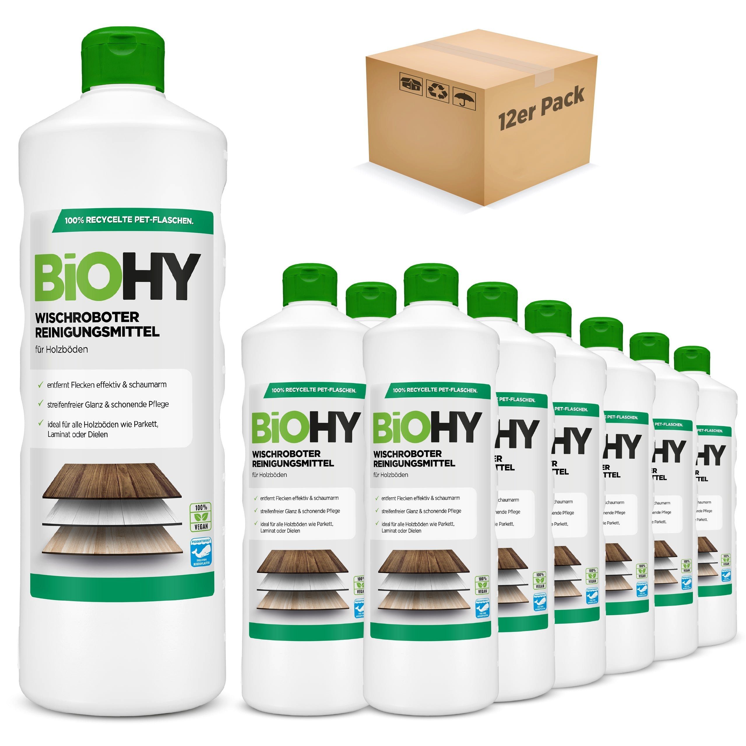 BiOHY Wischroboter Reinigungsmittel für Holzböden 12er Pack (12 x 1 ... Vinyl- und Designbodenreiniger (12-St)