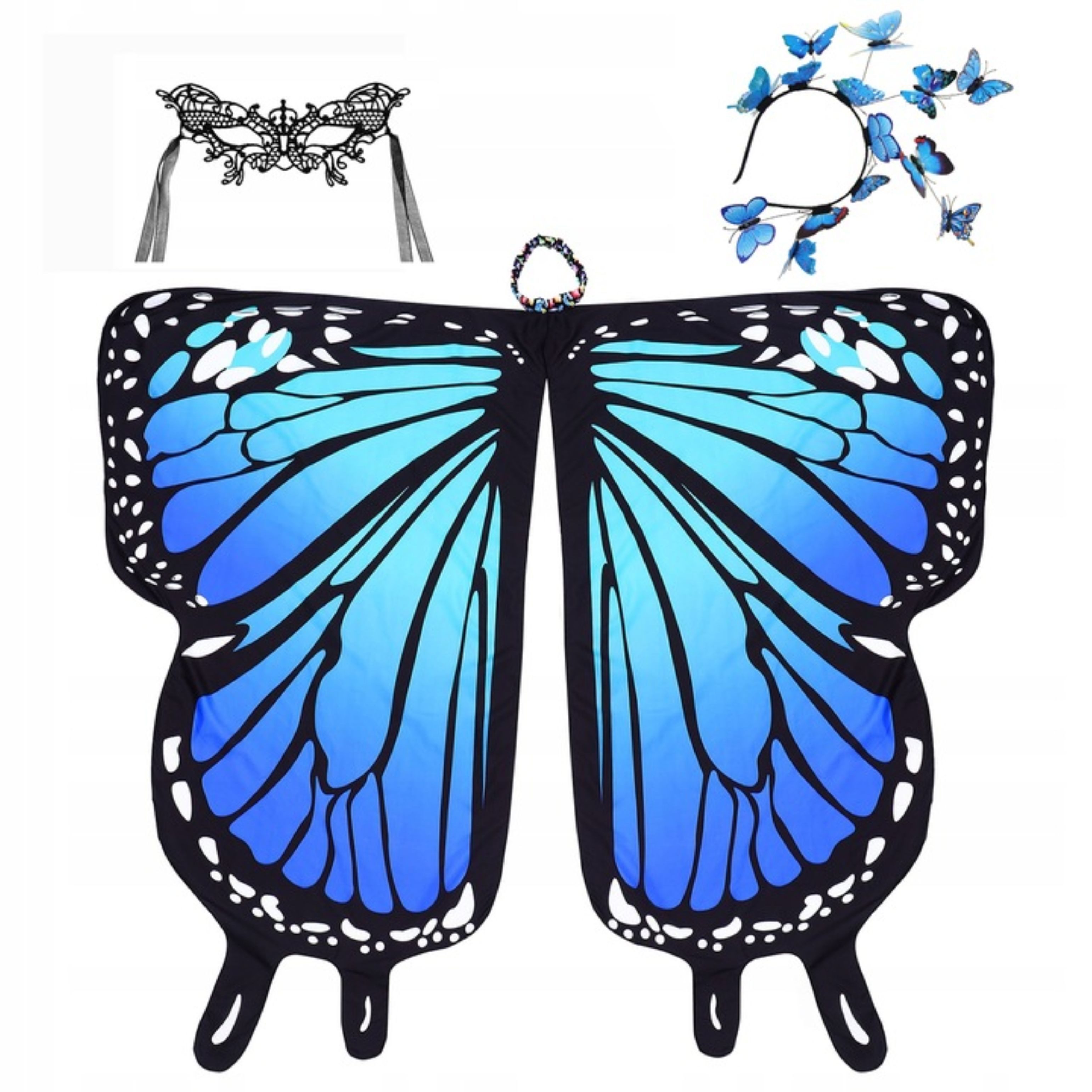 Festivalartikel Partyanzug Damen Schmetterling Umhang Flügel Cosplay Kostüm Set 165x145cm
