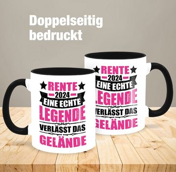 Shirtracer Tasse Rente 2024 eine echte Legende verlässt das Gelände - fuchsia/schwarz, Keramik, Rentnerin Tasse