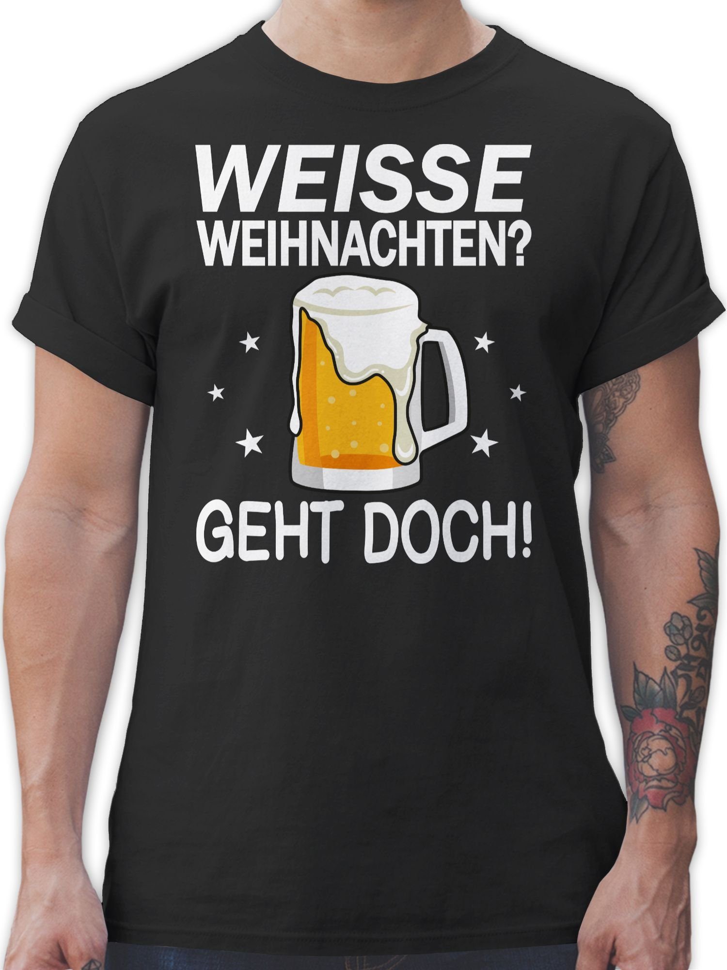 Shirtracer T-Shirt Weiße Weihnachten - Geht doch - Bierkrug Bierschaum Weih günstig online kaufen