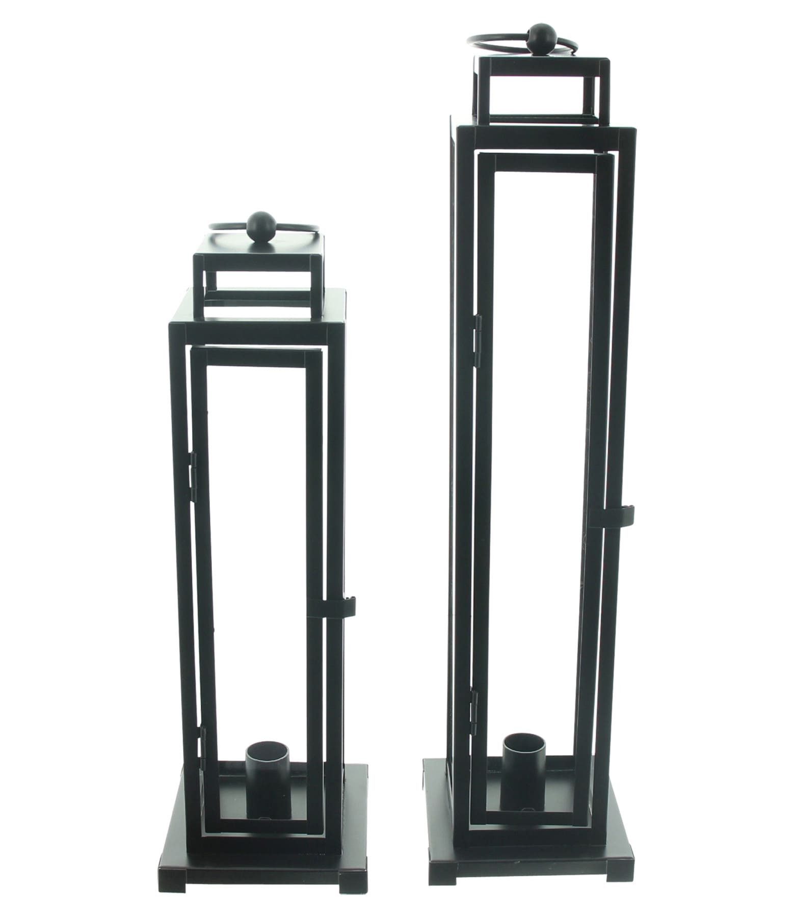 Dekoleidenschaft Kerzenlaterne "Modern Black" Metall Laterne, Windlicht, Kerzenständer, Kerzenhalter (2 St., im Set), Metalllaterne schwarz, 34 + 44 cm hoch