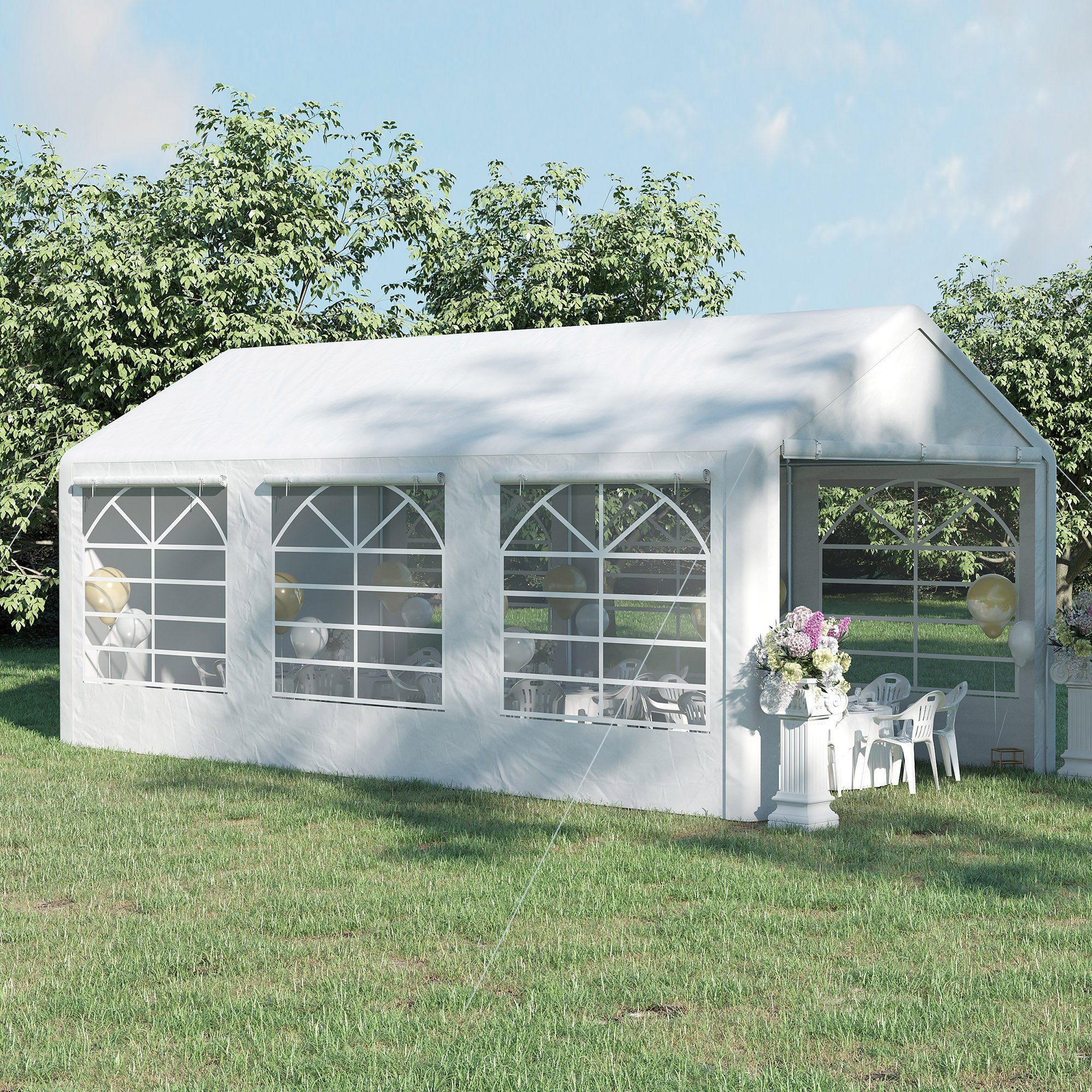 Outsunny Pavillon Gartenpavillon, Wasserdicht, mit 4 günstig online kaufen