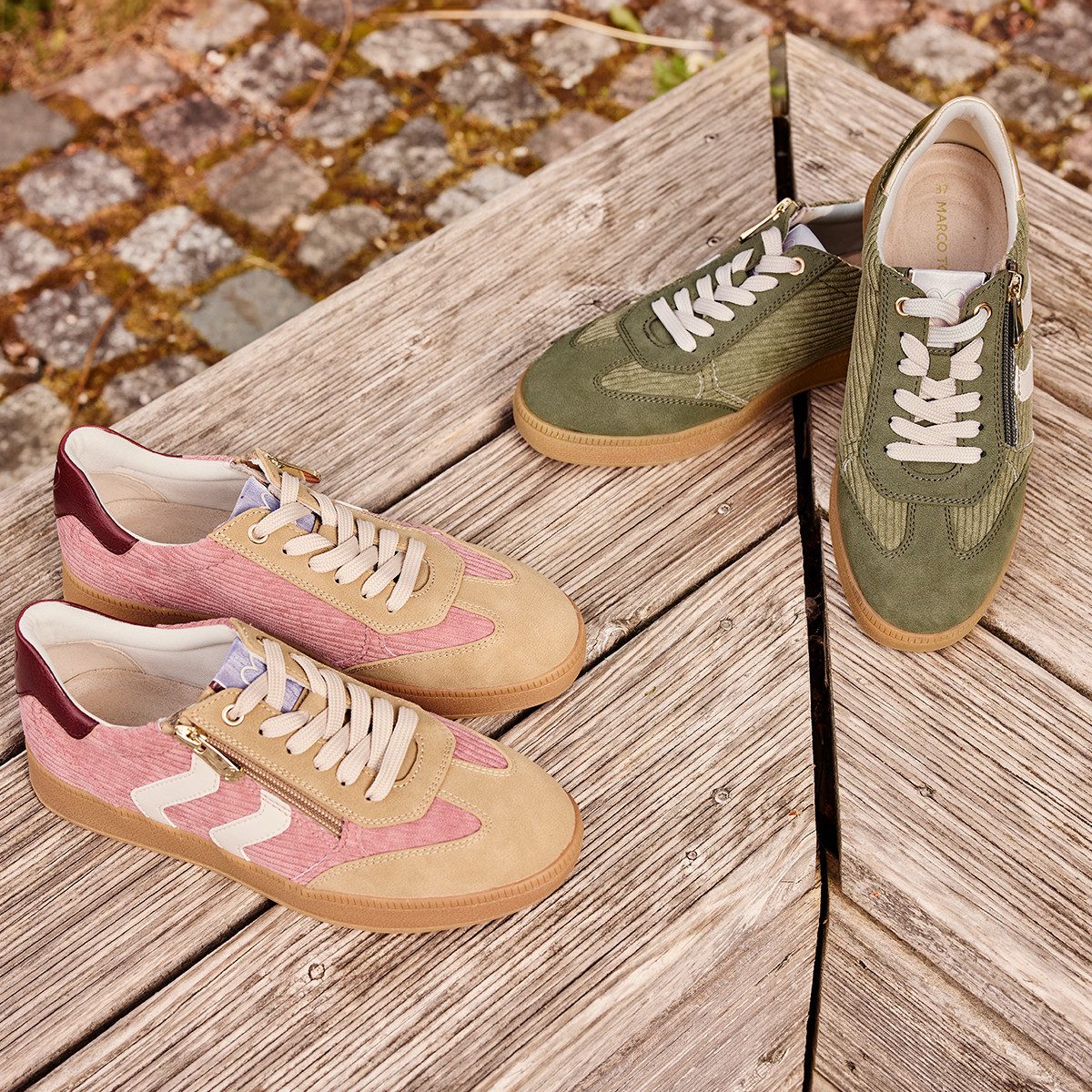 MARCO TOZZI Plateausneaker, Freizeitschuh, Halbschuh, Schnürschuh mit Kontrastbesätzen