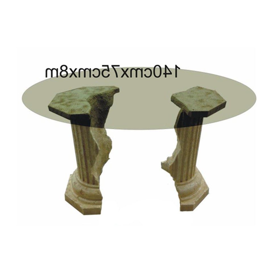Xlmoebel Couchtisch Römischer Beistelltisch in Beige mit Säulenmotiv aus Kunststoff (1-St), Made in Europa