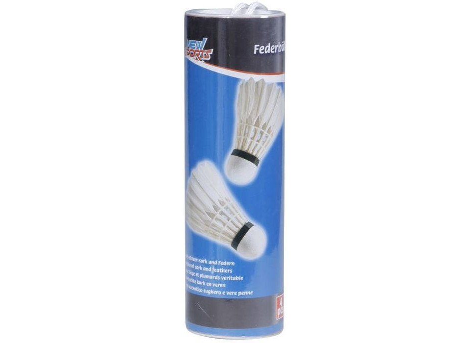 Badmintonschläger New Sports Badminton-Bälle mit Federn, 4 Stück in Dose