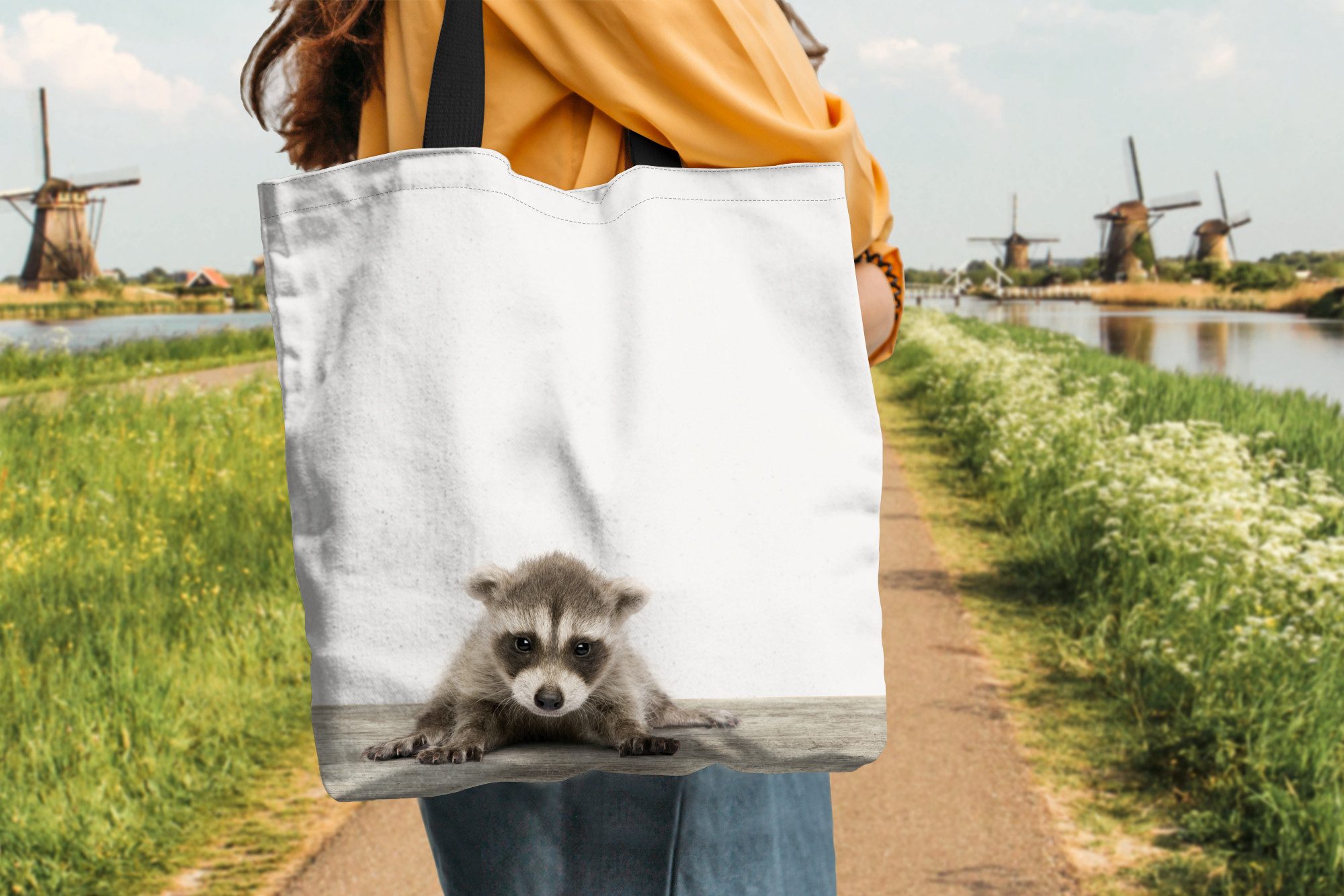 MuchoWow Shopper Waschbär - Tiere - Jungen - Mädchen, Handtasche, Damen und Herren, Schultertasche, Umhängetasche, Tote Bag