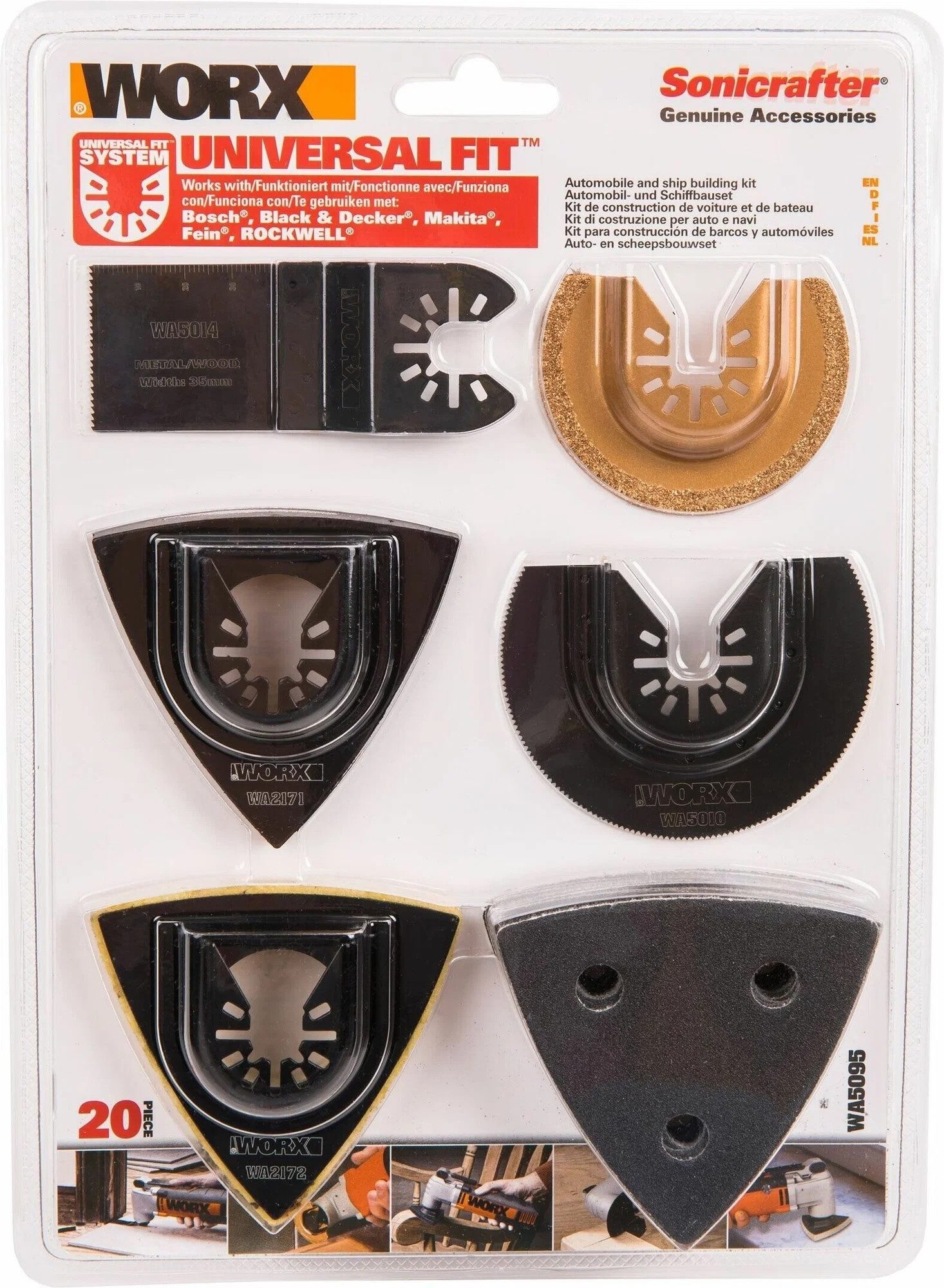 Worx Multitool Worx 20-teiliges Zubehörset WA5095 für Sonicrafter, (20 St)