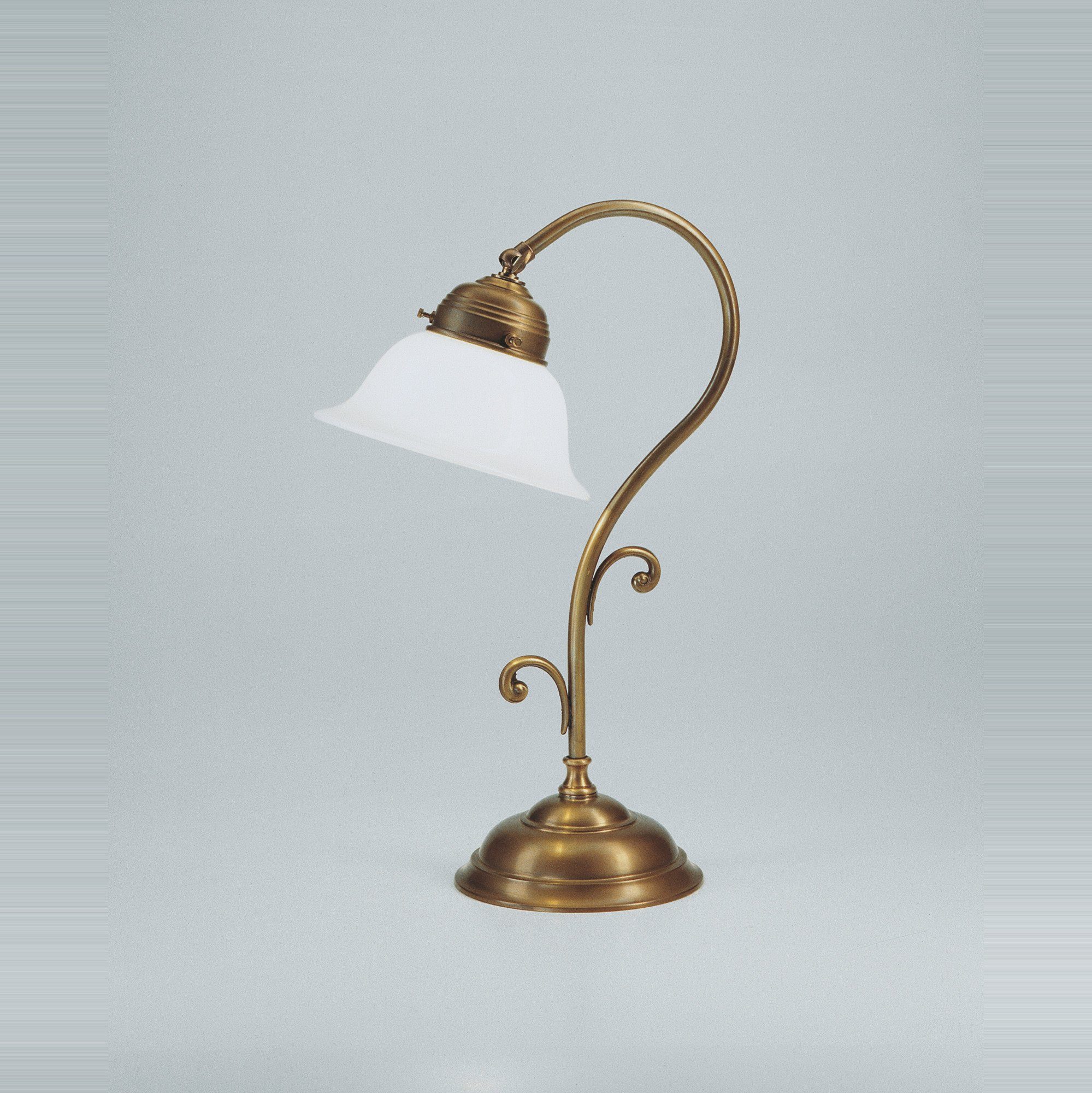 Licht-Erlebnisse Nachttischlampe Q5, ohne Leuchtmittel, Nachttischleuchte E27 40 cm Messing Glas Jugendstil Beleuchtung