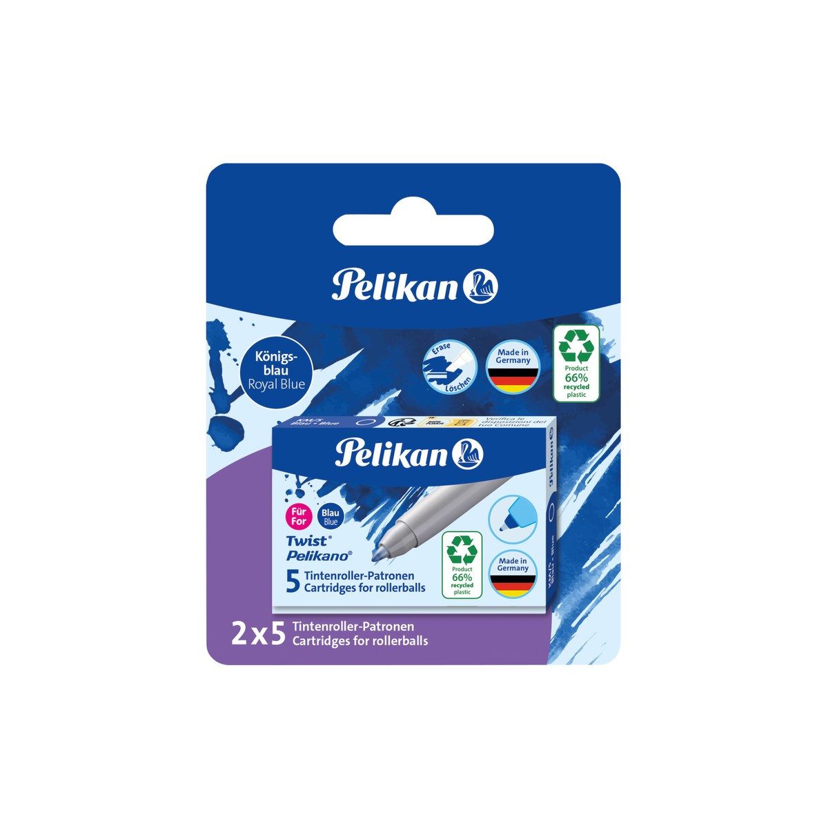 HAMELIN PAPERBRANDS Bankordner Pelikan Tintenroller-Patronen für Pelikano/Twist blau