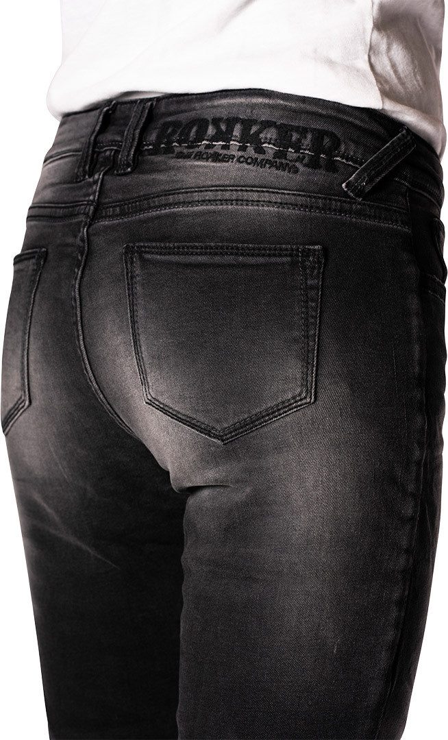 Rokker Motorradhose The Donna Black Damen Motorrad Jeans Knieprotektoren enthalten
