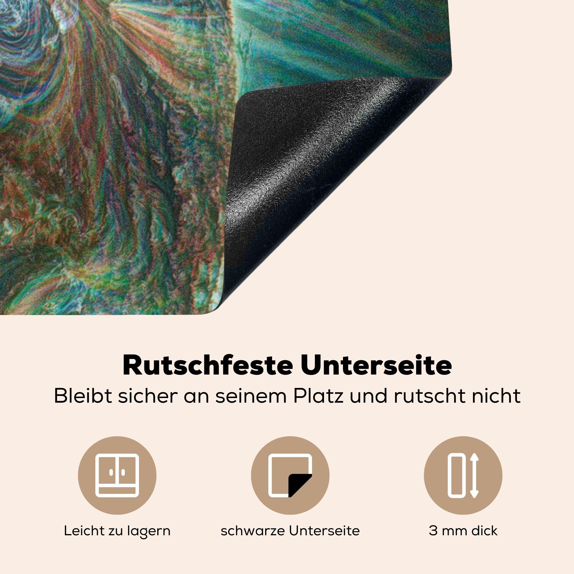 Herdblende-/Abdeckplatte Vinyl, (1 Planet - cm, für Ceranfeldabdeckung, - Licht, Arbeitsplatte tlg), 78x78 Universum MuchoWow küche