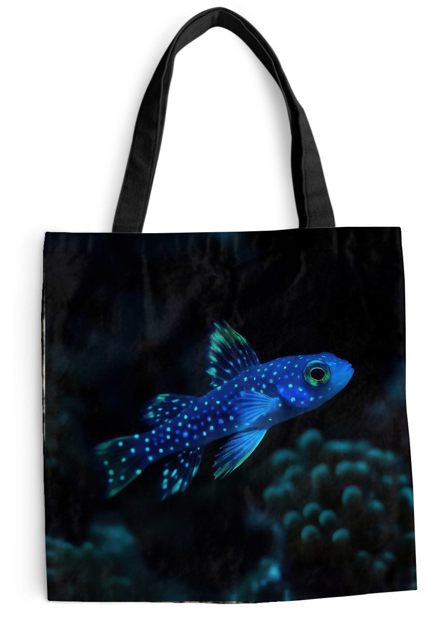 MuchoWow Shopper Fische - Punkte - Koralle - Blau, Handtasche, Damen und Herren, Schultertasche, Umhängetasche, Tote Bag