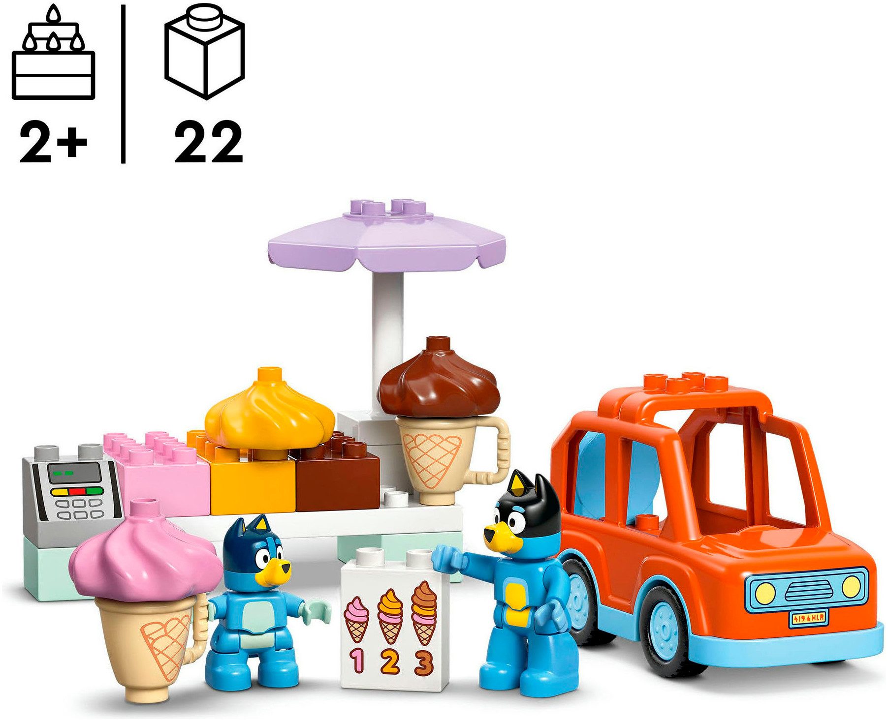 LEGO® Ausflug zur Eisdiele mit Bluey (10458), LEGO DUPLO Bluey Konstruktionsspielsteine, (22 St), Made in Europe – Bild 3 von 5