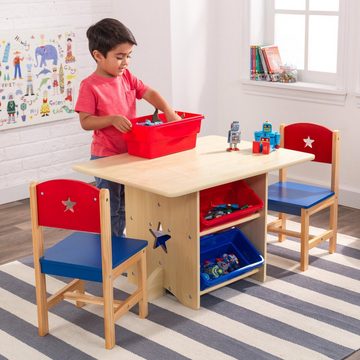 KidKraft® Kindersitzgruppe Tisch mit Aufbewahrungsboxen und 2 Stühlen, Sternchen, (3-tlg)