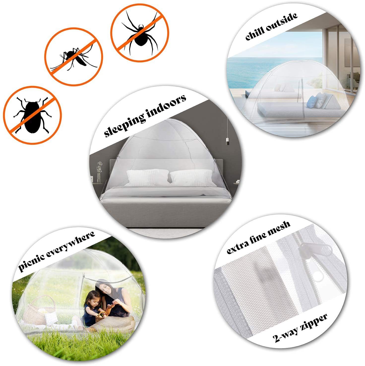 Pop-Up Automatik Insektenschutz), Moskitonetz x Goods+Gadgets Moskitozelt (XXL, cm 200 Mobiler 200