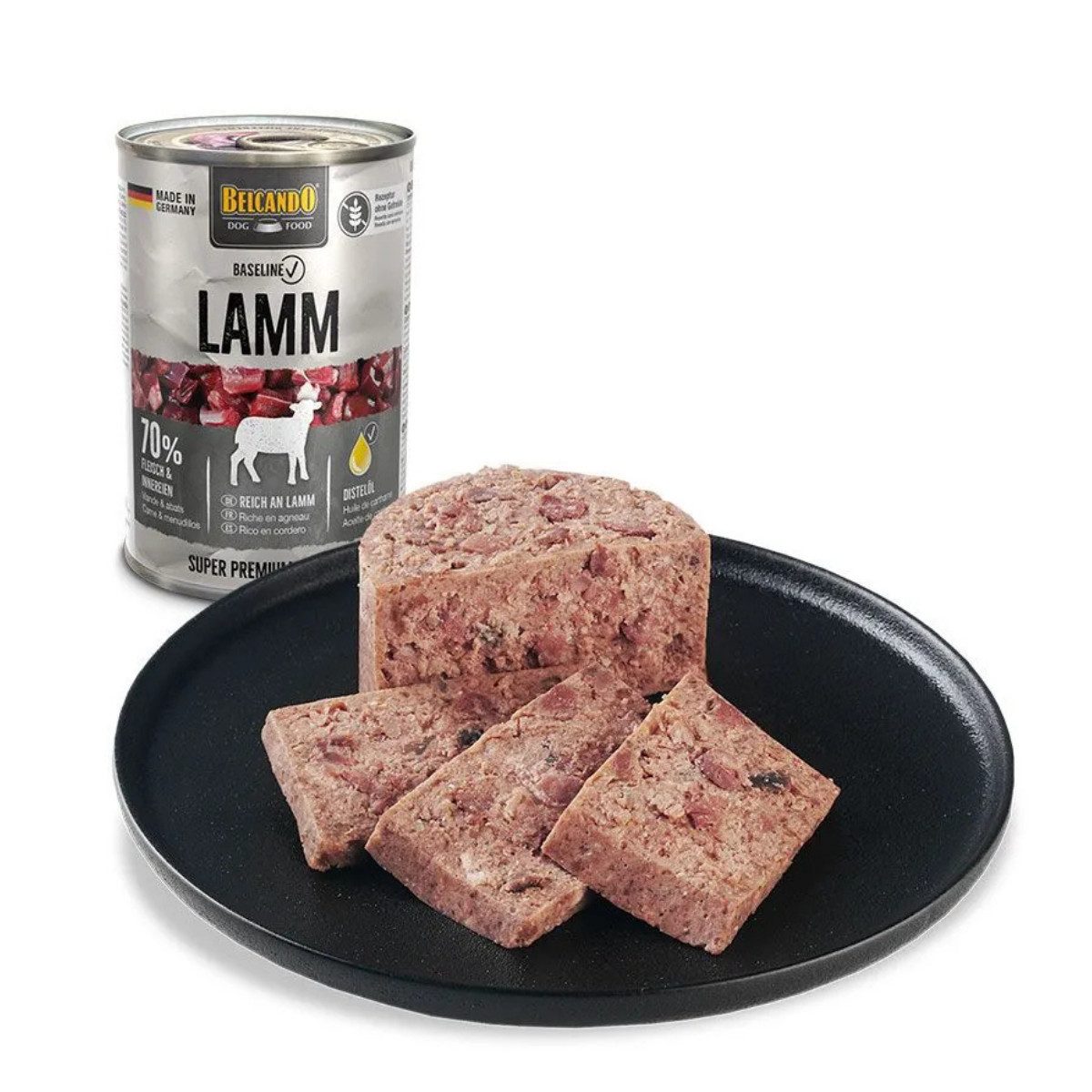 Belcando Baseline Lamm - getreidefreies Nassfutter mit Distelöl 6x400g, Nassfutter für: Hunde