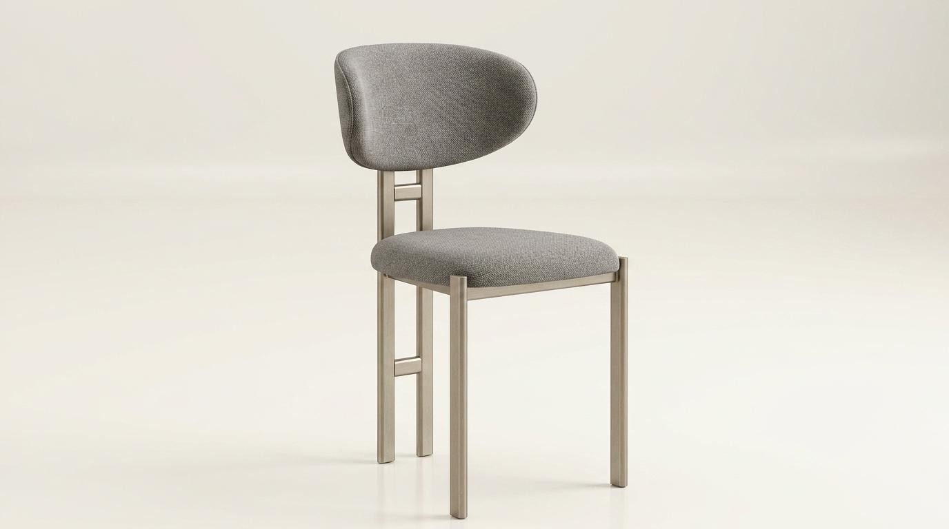 Xlmoebel Esszimmerstuhl Bequemer beiger Stuhl aus Stoff und Metall im modernen Design (Einzeltstuhl), Made in Europa