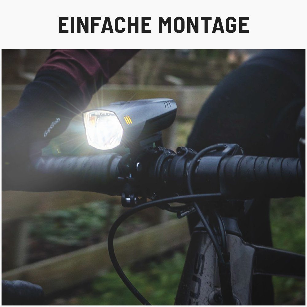 Dunlop LED Fahrradlampe Set Vorderlicht USB Fahrrad Beleuchtung Fahrradlicht Neu 